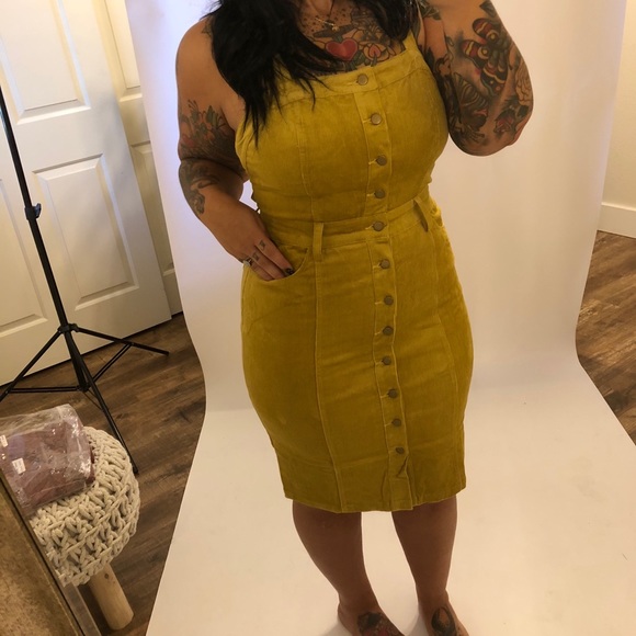 Mustard Corduroy Dress - Picture 3 of 4